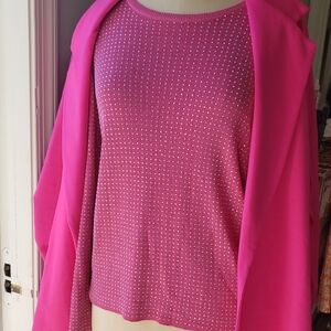 Elegant Pink Long Sleeved Top with Rhinestone Detailing